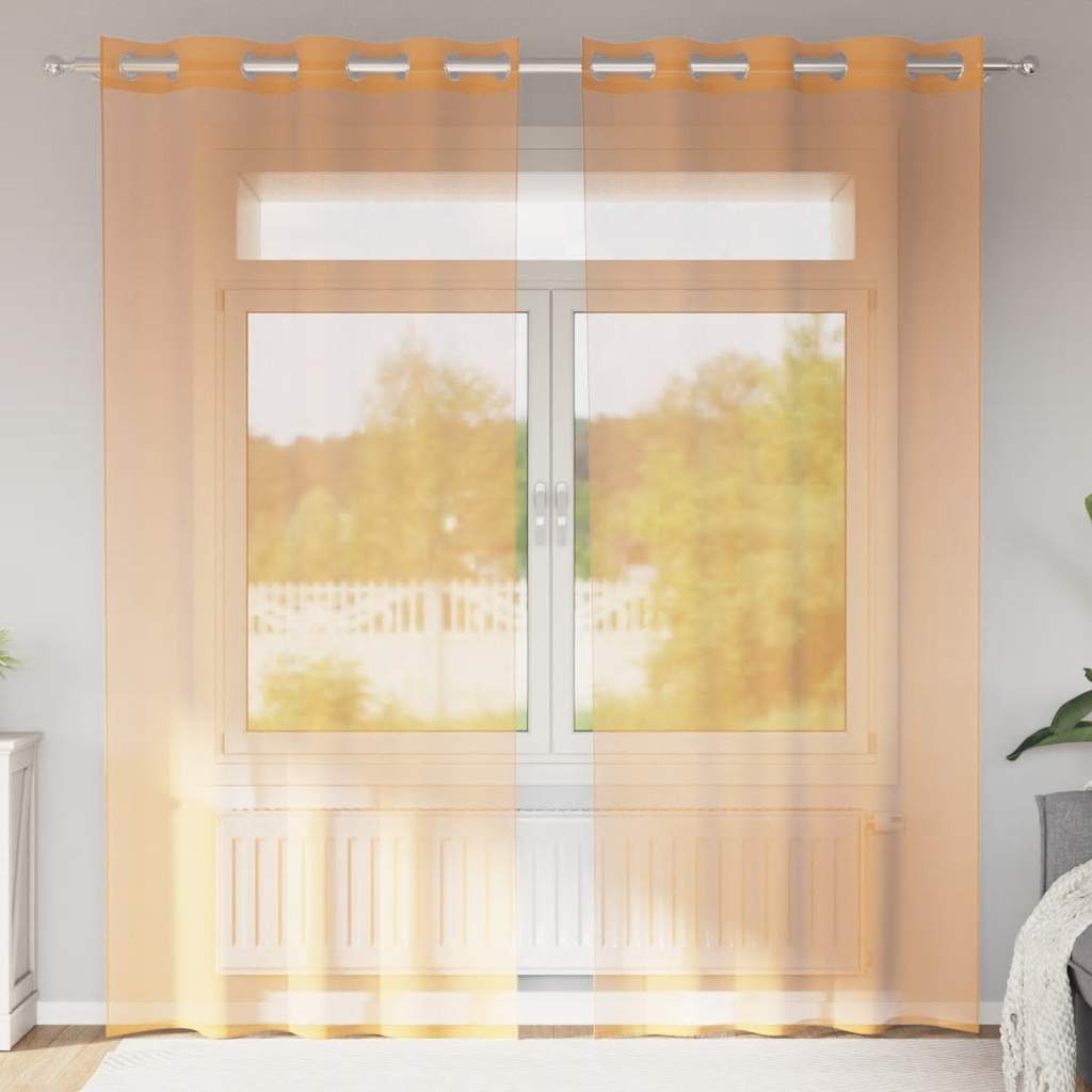 JUNG Vida Voile Vorhänge mit Ösen 2 Stk. Orange 140x245 cm