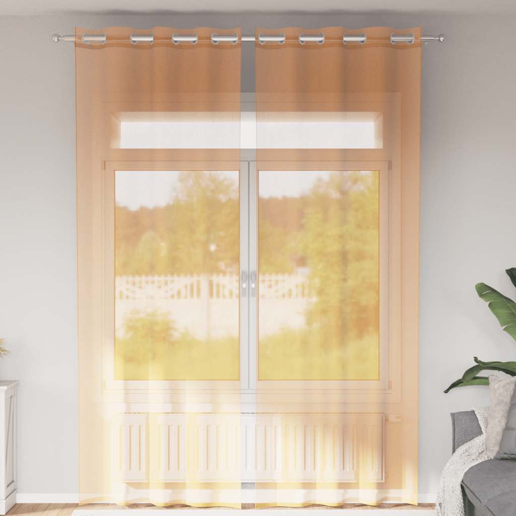 JUNG Vida Voile Vorhänge mit Ösen 2 Stk. Orange 140x260 cm