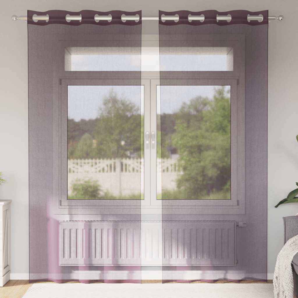 JUNG Vida Voile Vorhänge mit Ösen 2 Stk. Lila 140x245 cm