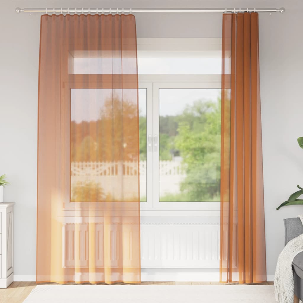 JUNG Vida Voile Vorhänge mit Stangentaschen 2 Stk. Terrakotta