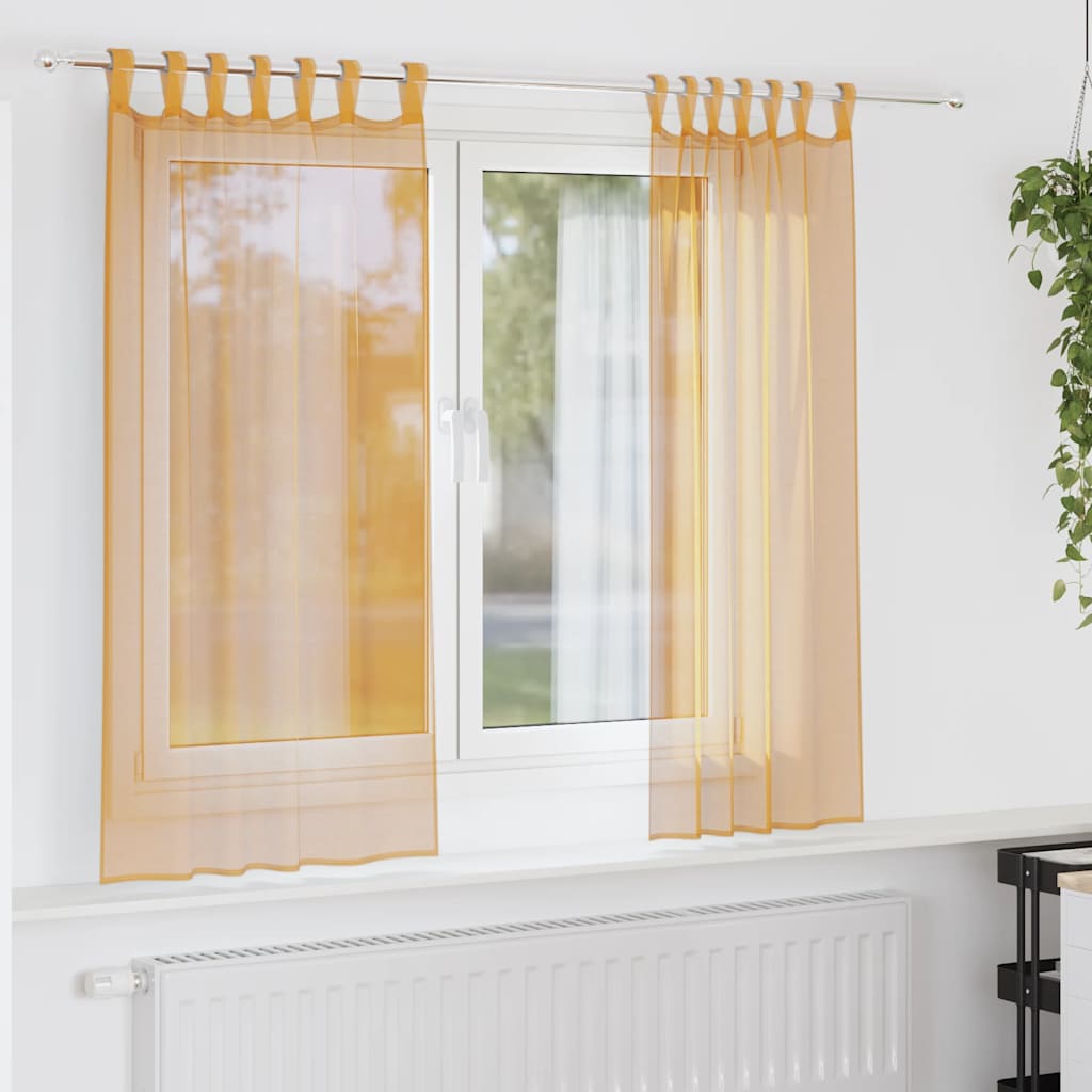 JUNG Vida Voile Vorhänge mit Schlaufen 2 Stk. Orange 140x140 cm