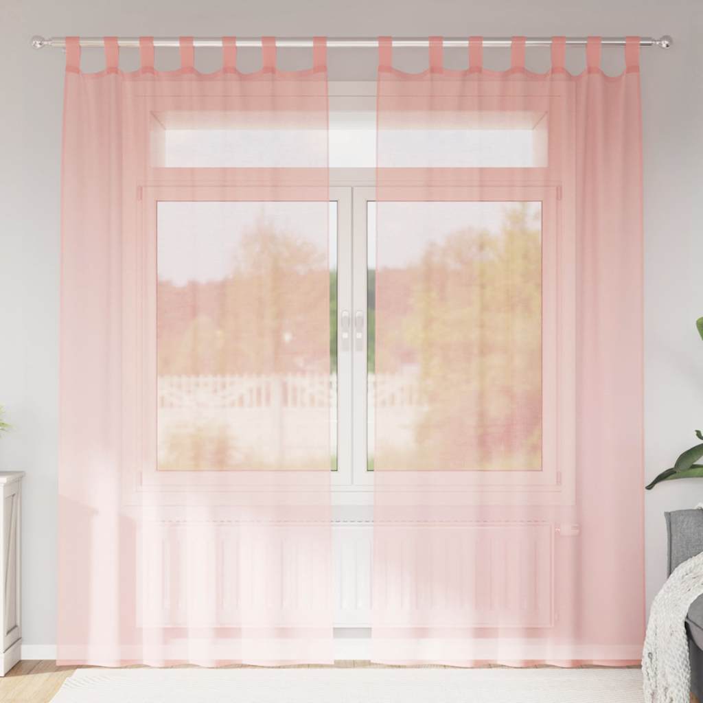 JUNG Vida Voile Vorhänge mit Schlaufen 2 Stk. Rosa 140x225 cm