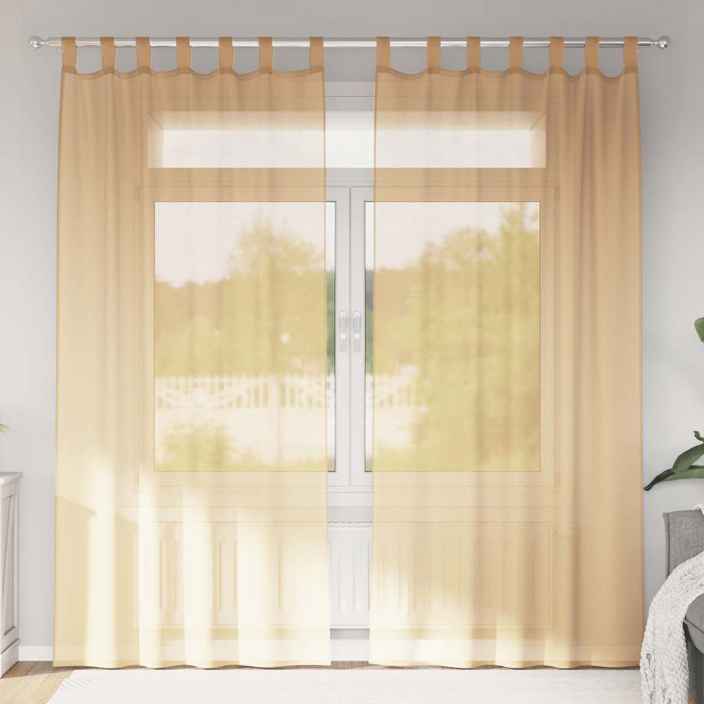 JUNG Vida Voile Vorhänge mit Schlaufen 2 Stk. Sandfarbe 140x225 cm