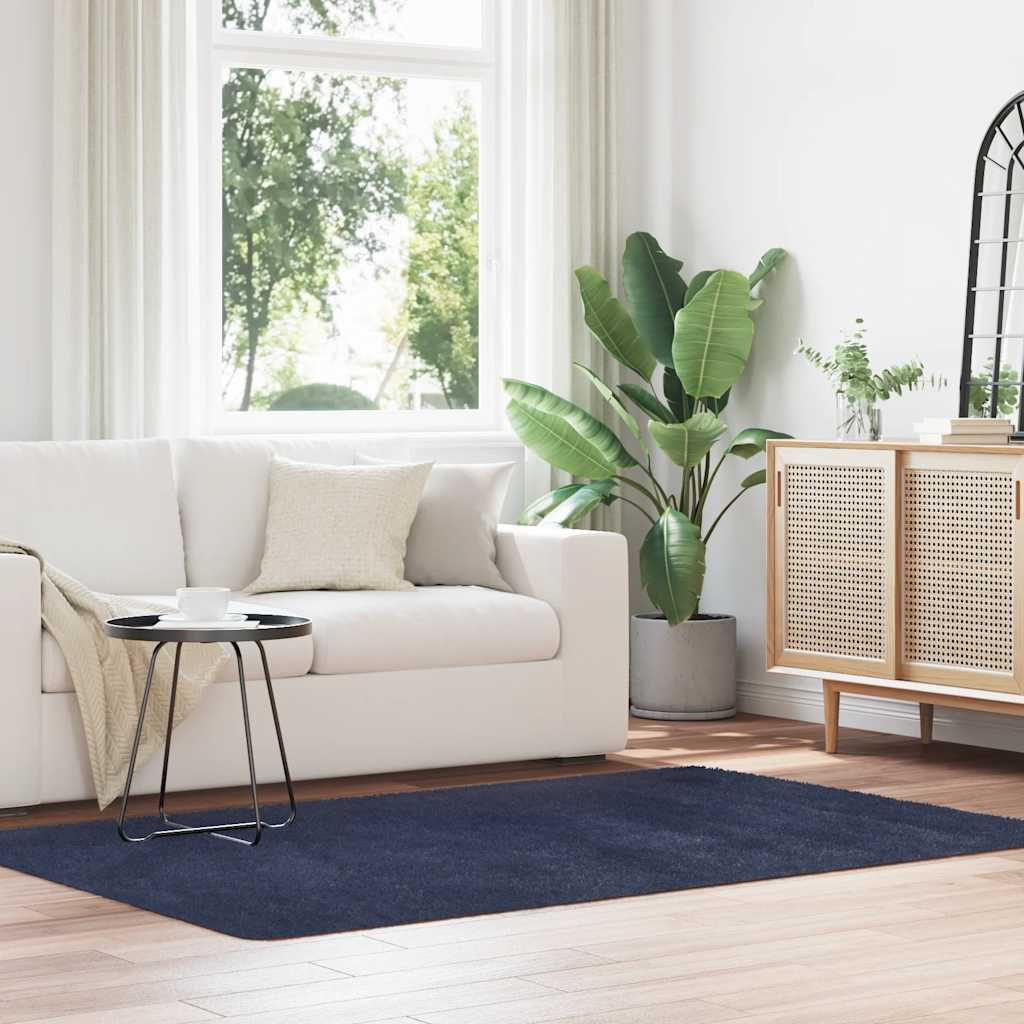 JUNG Vida Teppich Shaggy Hochflor NAVARRA Marineblau 130x200 cm Polyester