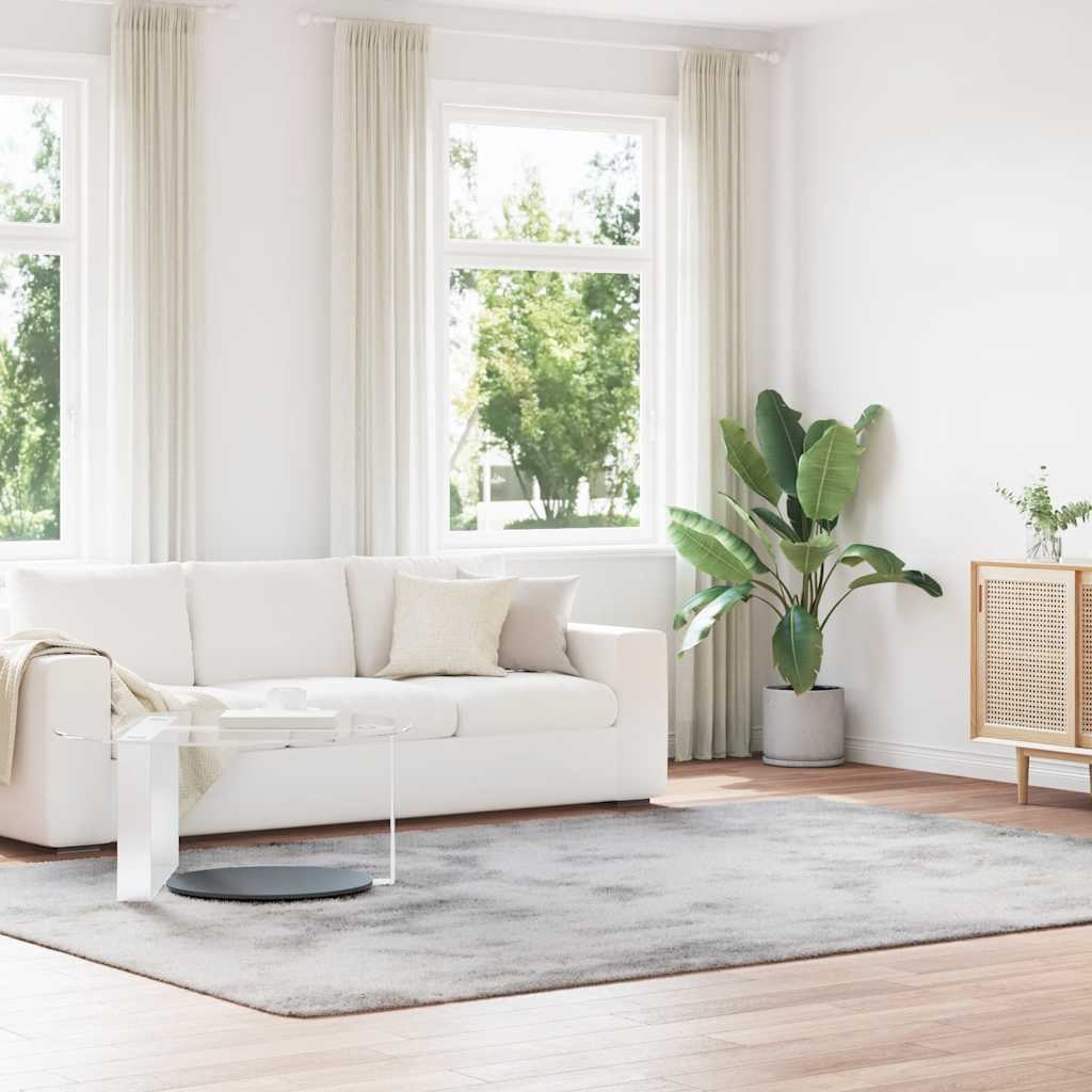 JUNG Vida Teppich Shaggy Hochflor NAVARRA Silbergrau 240x340 cm Polyester
