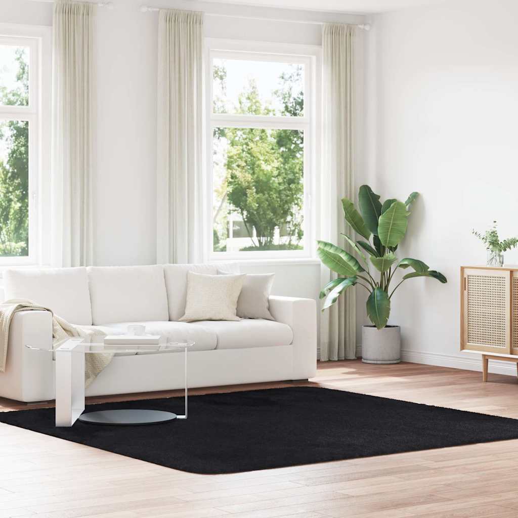 JUNG Vida Teppich Shaggy Hochflor NAVARRA Schwarz 240x240 cm Polyester