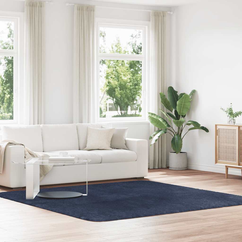 JUNG Vida Teppich Shaggy Hochflor NAVARRA Marineblau 240x240 cm Polyester