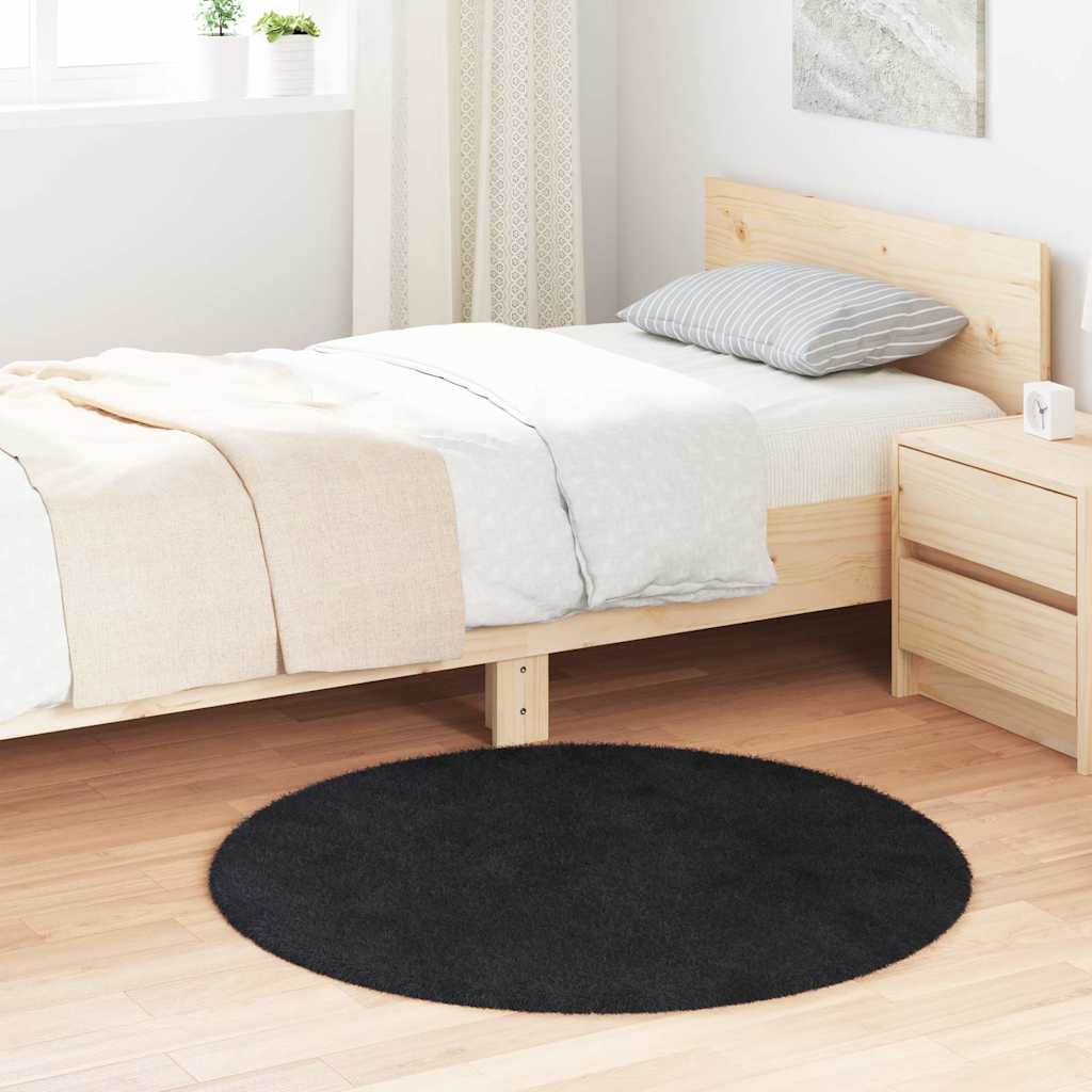 JUNG Vida Teppich Shaggy Hochflor NAVARRA Schwarz 100x100 cm Polyester