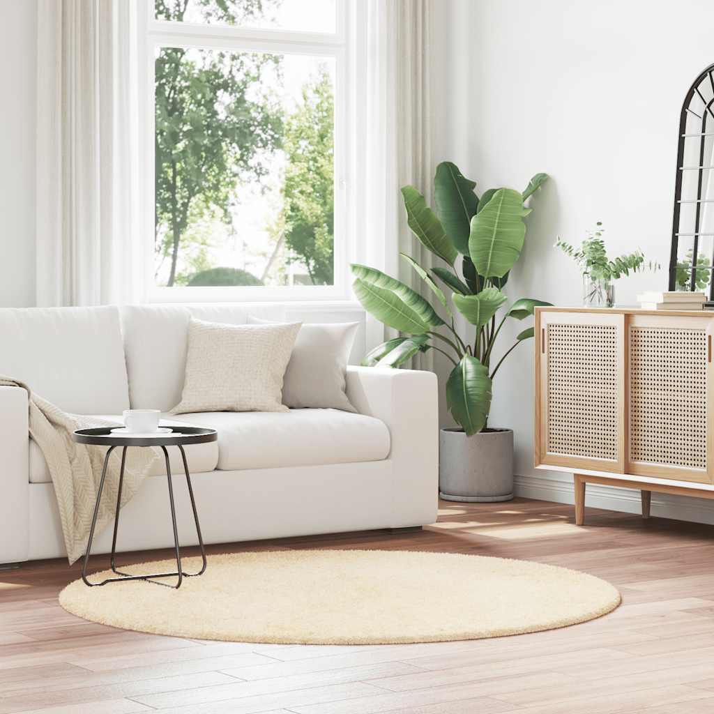 JUNG Vida Teppich Shaggy Hochflor NAVARRA Creme 160x160 cm Polyester