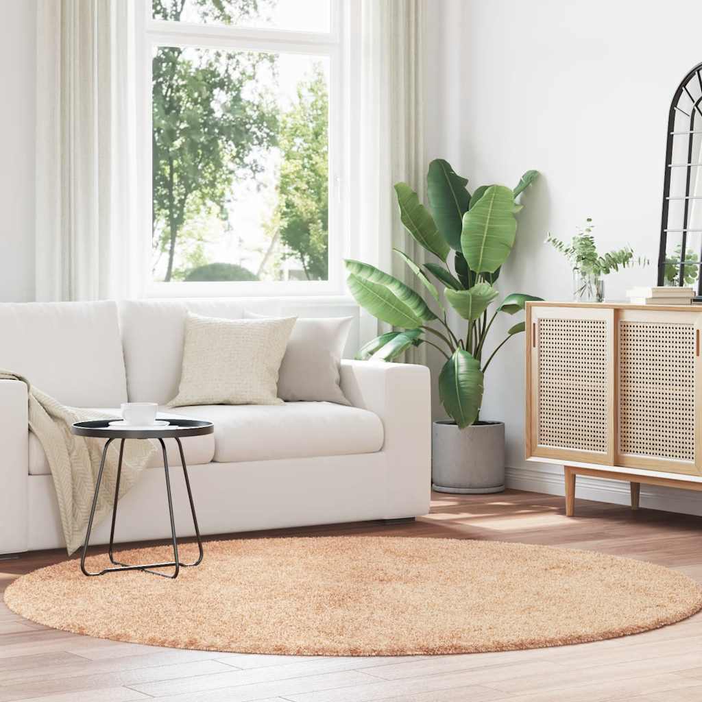 JUNG Vida Teppich Shaggy Hochflor NAVARRA Beige 200x200 cm Polyester
