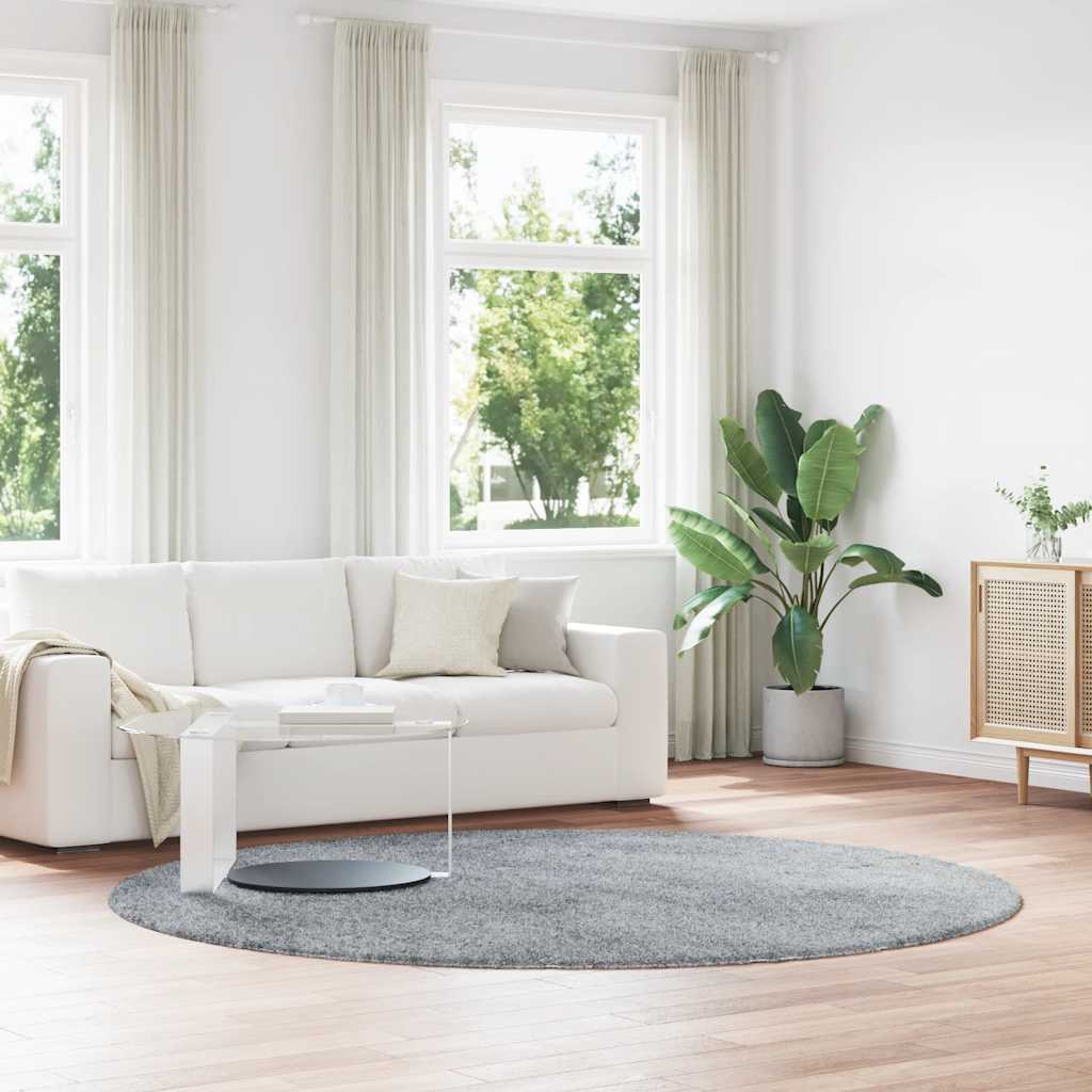JUNG Vida Teppich Shaggy Hochflor NAVARRA Hellgrau 240x240 cm Polyester