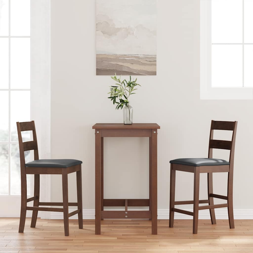 JUNG Vida Barhocker mit Kissen 2 Stk. Braun Massivholz Gummibaum