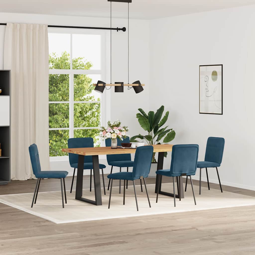 JUNG Vida Esszimmerstühle 6 Stk. Blau Samt
