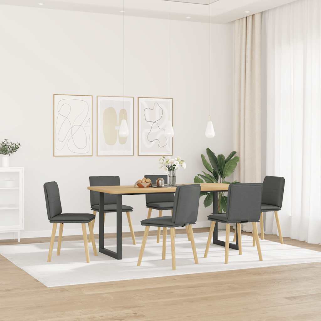 JUNG Vida Esszimmerstühle 6 Stk. Dunkelgrau Stoff