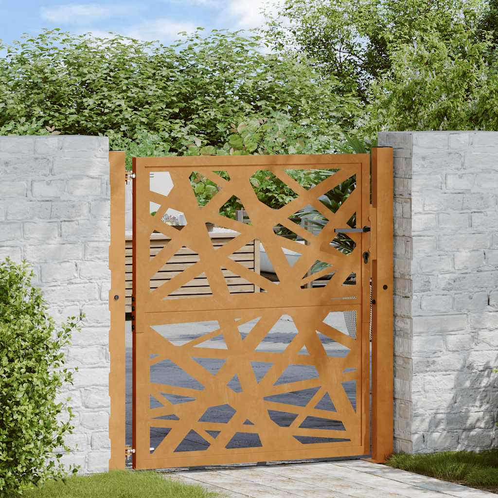JUNG Vida Gartentor 100x100 cm Cortenstahl Helles Design