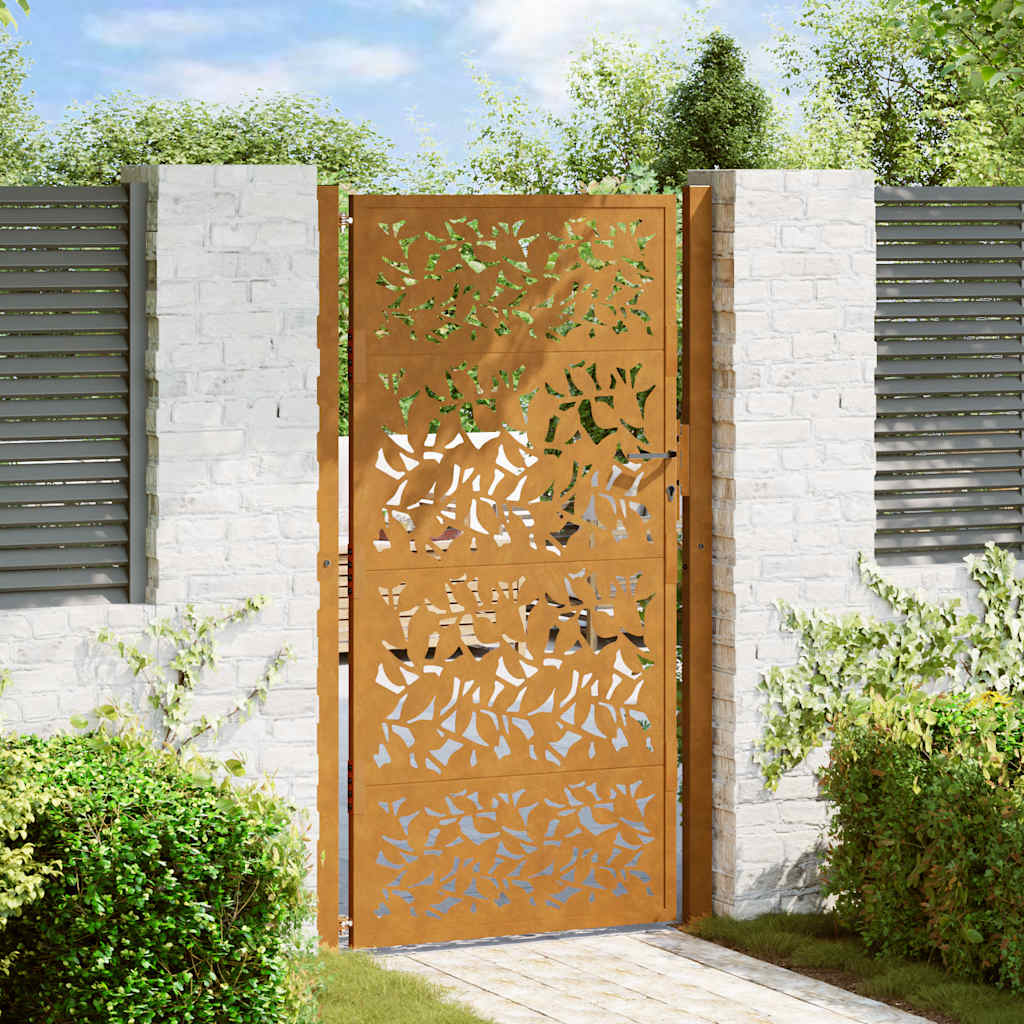 JUNG Vida Gartentor 100x175 cm Wetterfester Stahl Blattdesign