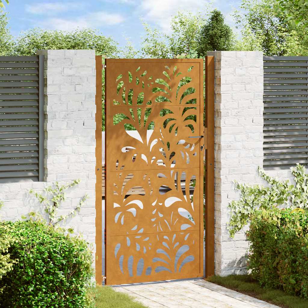JUNG Vida Gartentor 100x200 cm Verwitterungsstahl Wellendesign