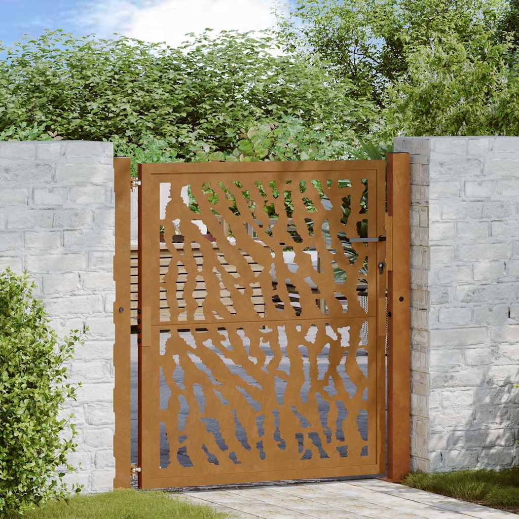 JUNG Vida Gartentor 100x100 cm Verwitterungsstahl Trace-Design