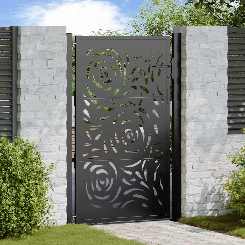 JUNG Vida Gartentor Schwarz 100x150 cm Stahl Flammendesign