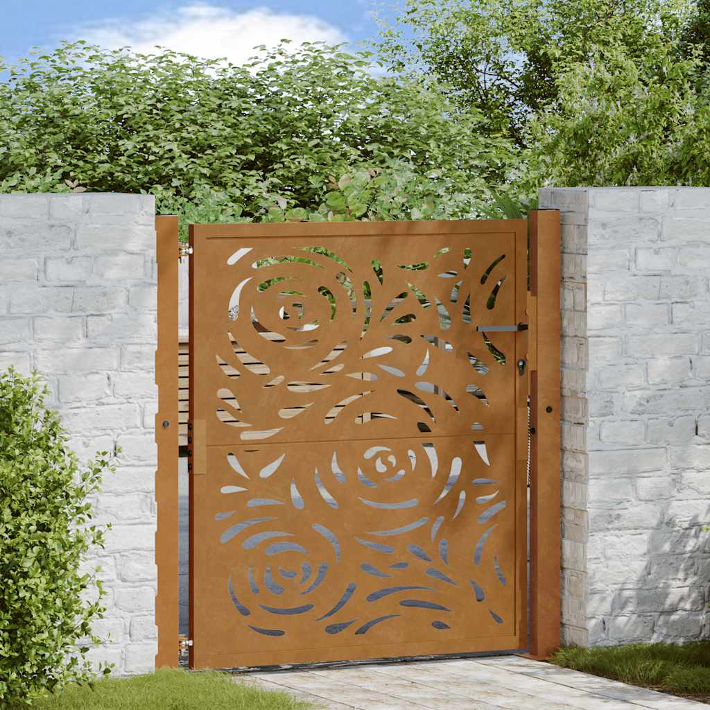 JUNG Vida Gartentor 100x100 cm Verwitterungsstahl Flammendesign
