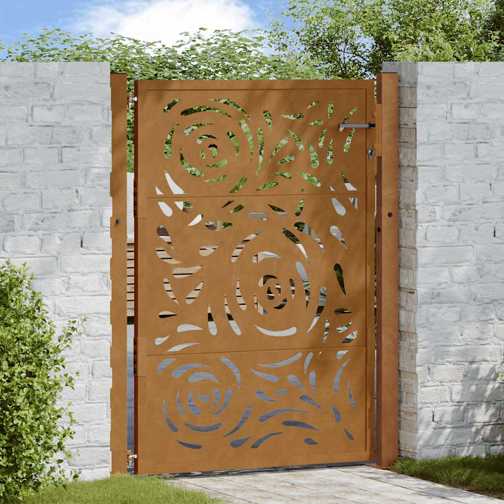 JUNG Vida Gartentor 100x125 cm Verwitterungsstahl Flammendesign