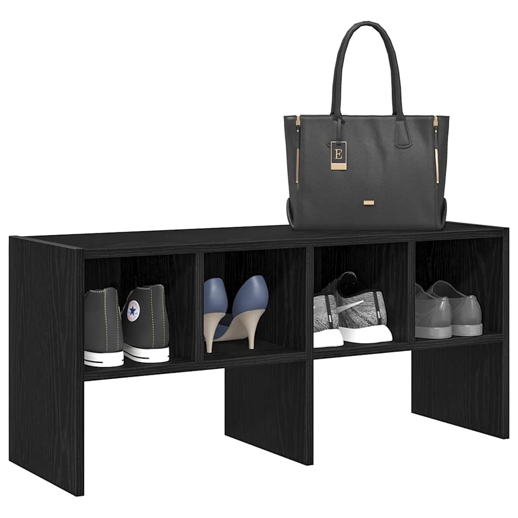 JUNG Vida Schuhregal Stapelbar Schwarz Eichen-Optik 89,5x30x40 cm