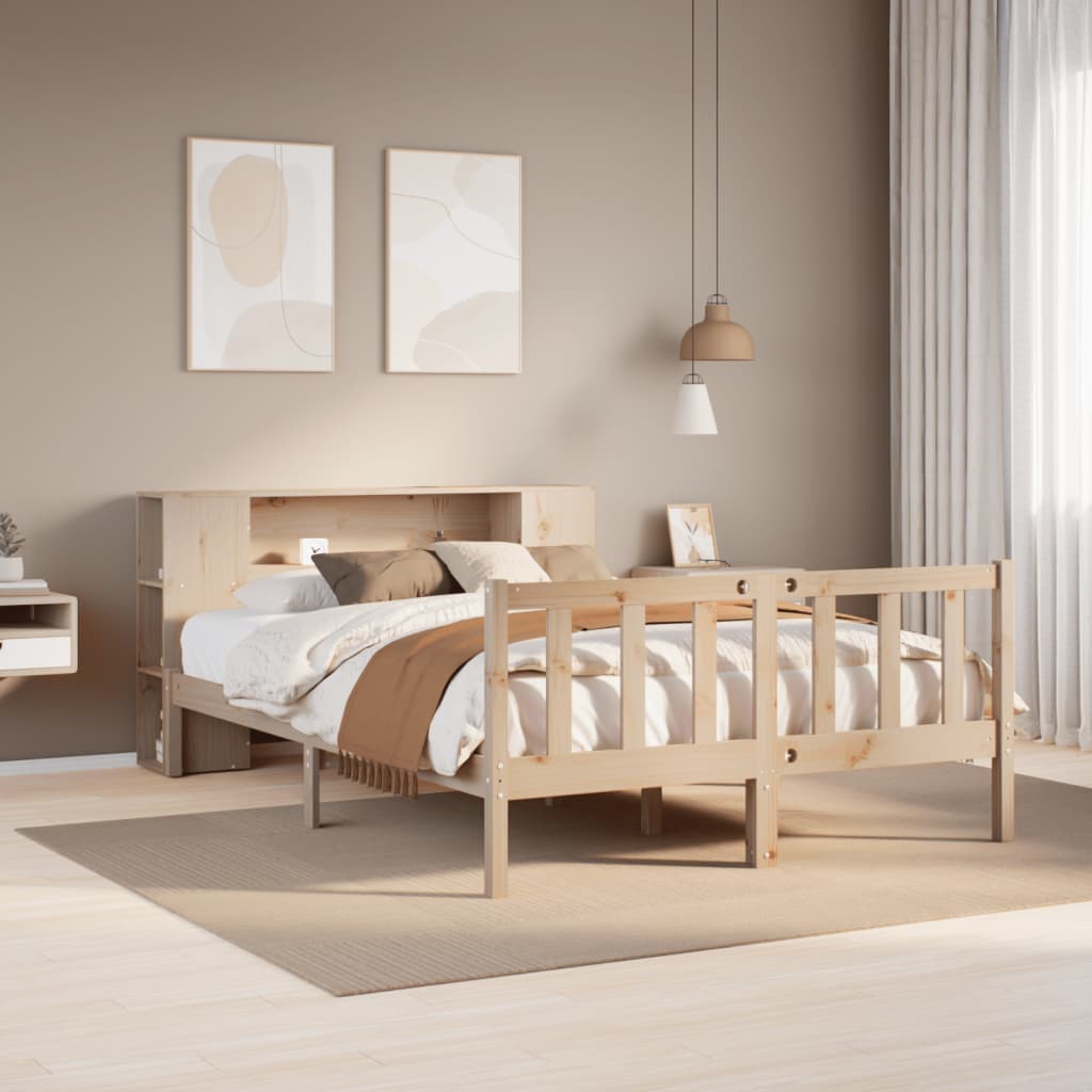 JUNG Vida Massivholzbett mit Regal ohne Matratze 140x200 cm Kiefernholz