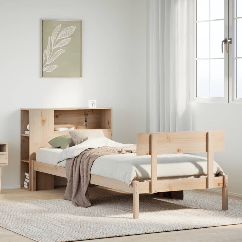 JUNG Vida Massivholzbett mit Regal ohne Matratze 90x200 cm Kiefernholz