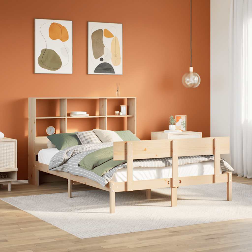 JUNG Vida Massivholzbett mit Regal ohne Matratze 160x200 cm Kiefernholz