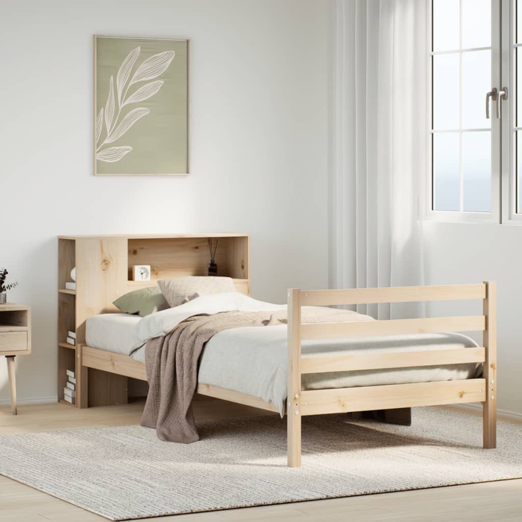 JUNG Vida Massivholzbett mit Regal ohne Matratze 90x190 cm Kiefernholz