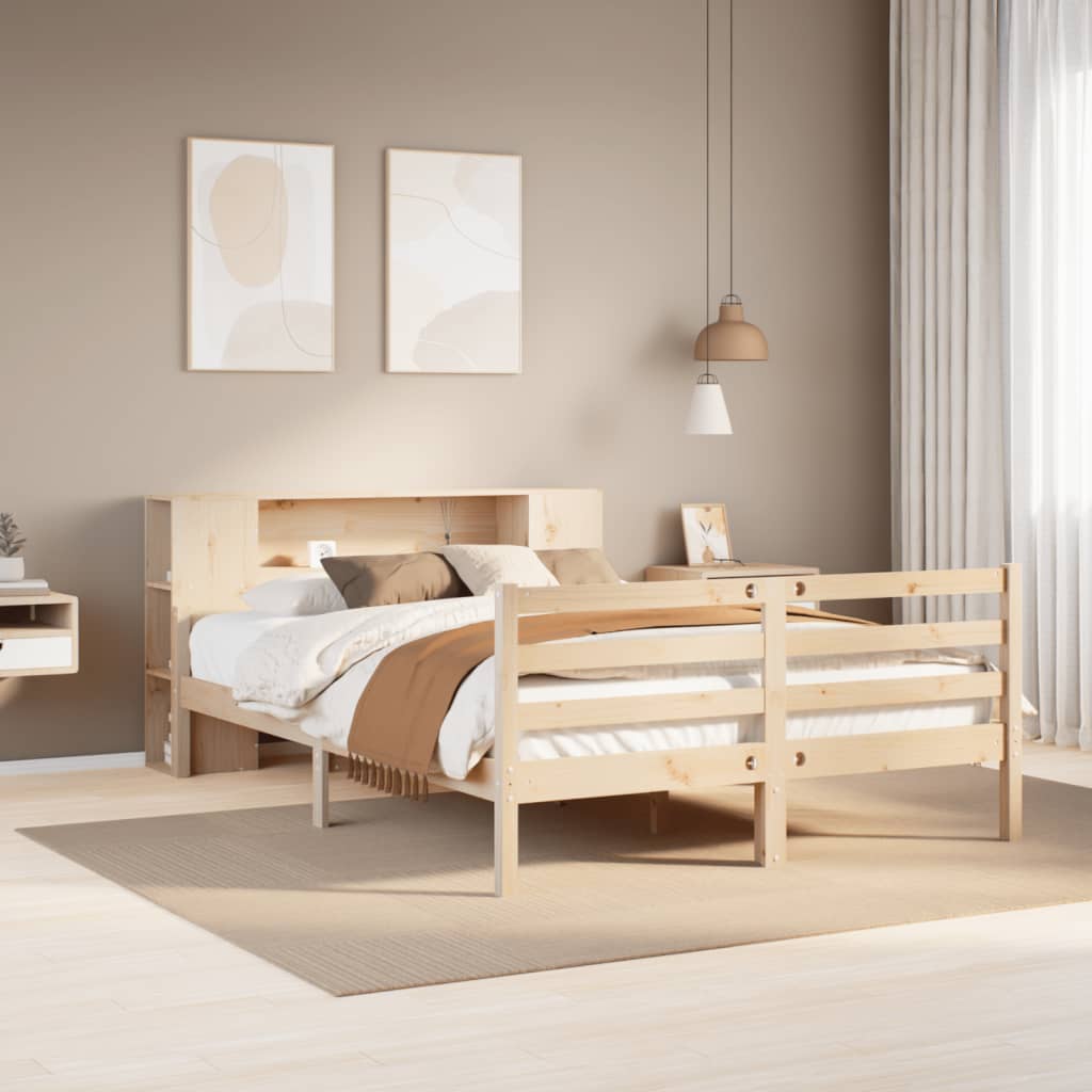 JUNG Vida Massivholzbett mit Regal ohne Matratze 140x190 cm Kiefernholz