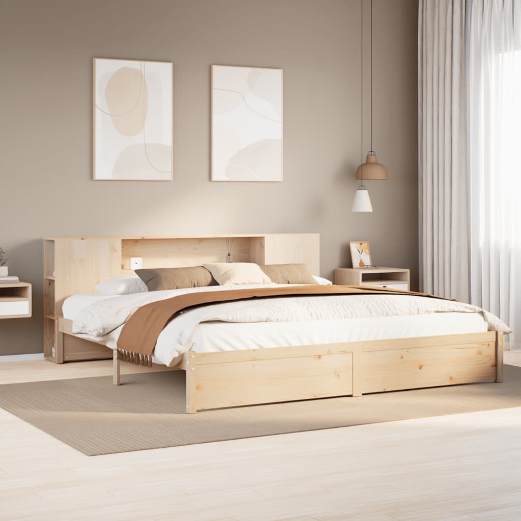 JUNG Vida Massivholzbett mit Regal ohne Matratze 180x200 cm Kiefernholz