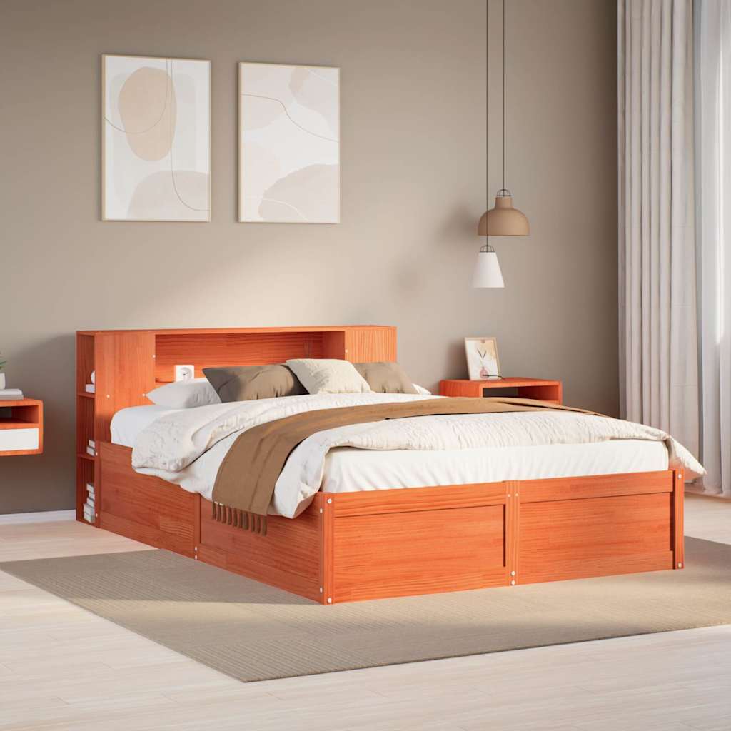 JUNG Vida Massivholzbett ohne Matratze Wachsbraun 150x200 cm Kiefernholz