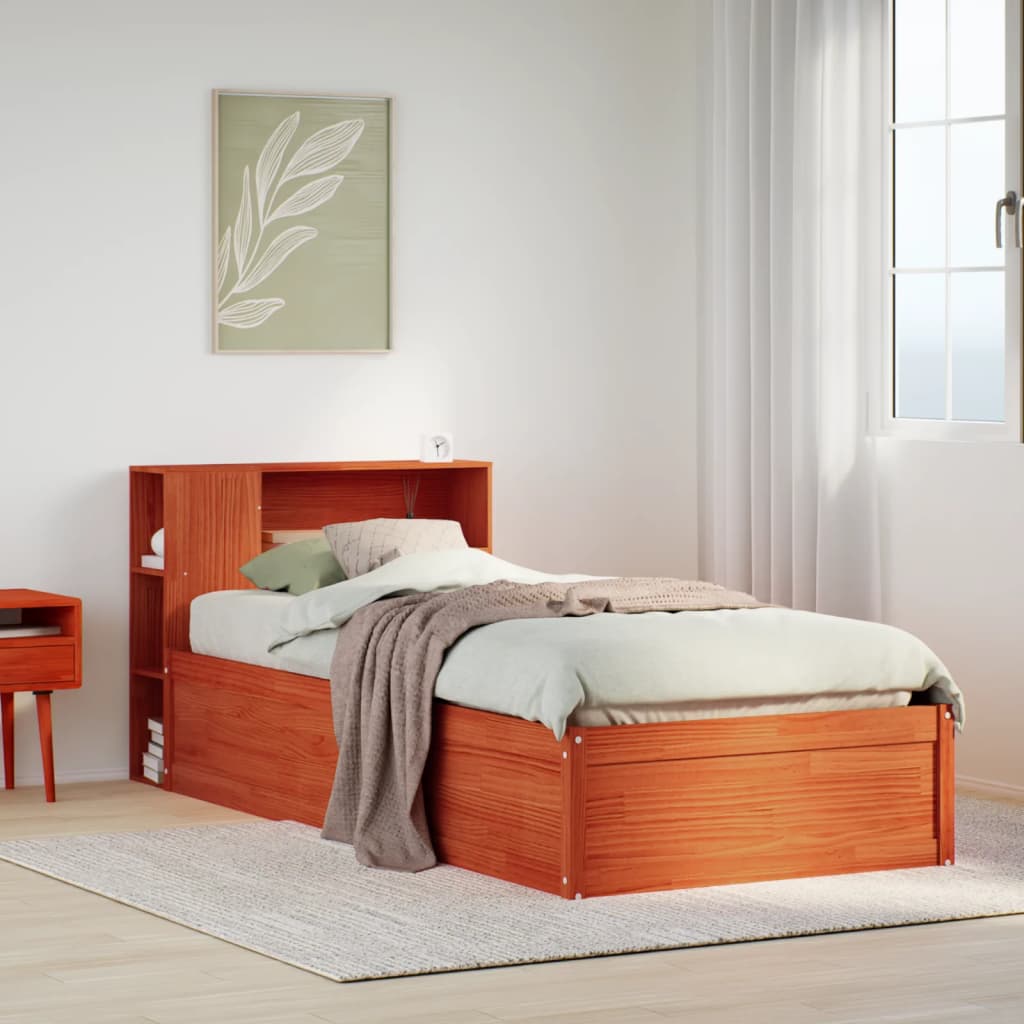 JUNG Vida Massivholzbett ohne Matratze Wachsbraun 75x190 cm Kiefernholz