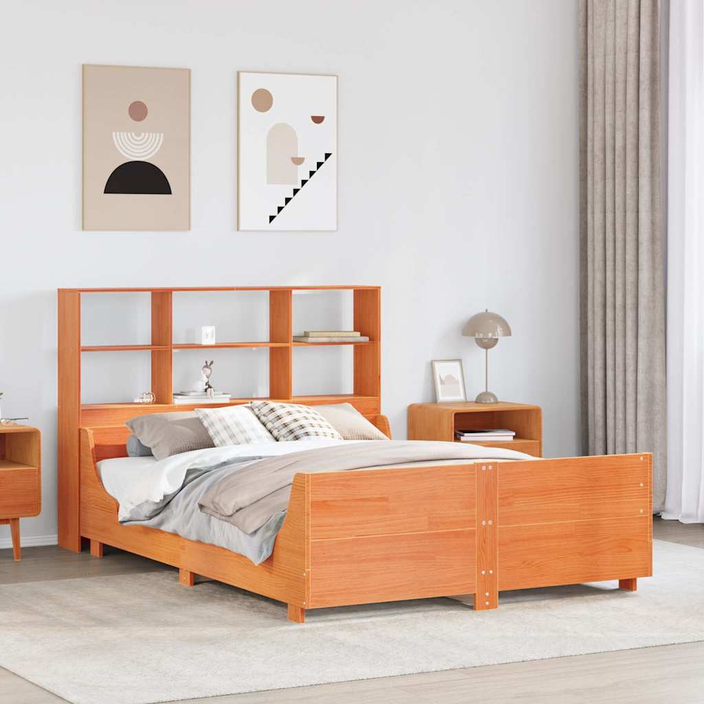 JUNG Vida Massivholzbett ohne Matratze Wachsbraun 135x190 cm Massivholz