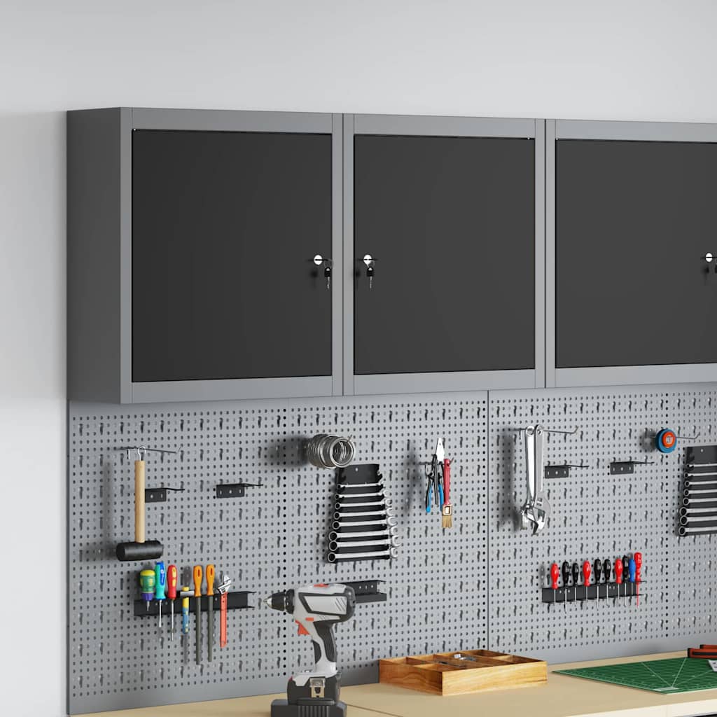 JUNG Vida Werkzeugschrank mit Regal Schwarz und Grau 50 x 20 x 55 cm