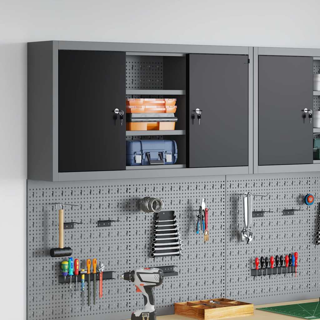 JUNG Vida Werkzeugschrank mit Regal Schwarz und Grau 50 x 20 x 55 cm