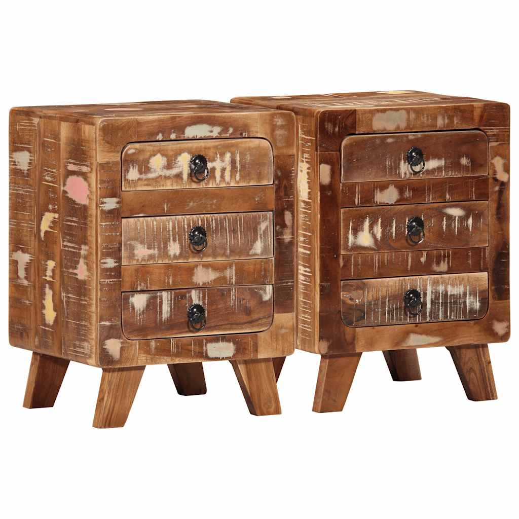 JUNG Vida Nachttisch 2 Stk. 37x32x50 cm Altholz Massivholz