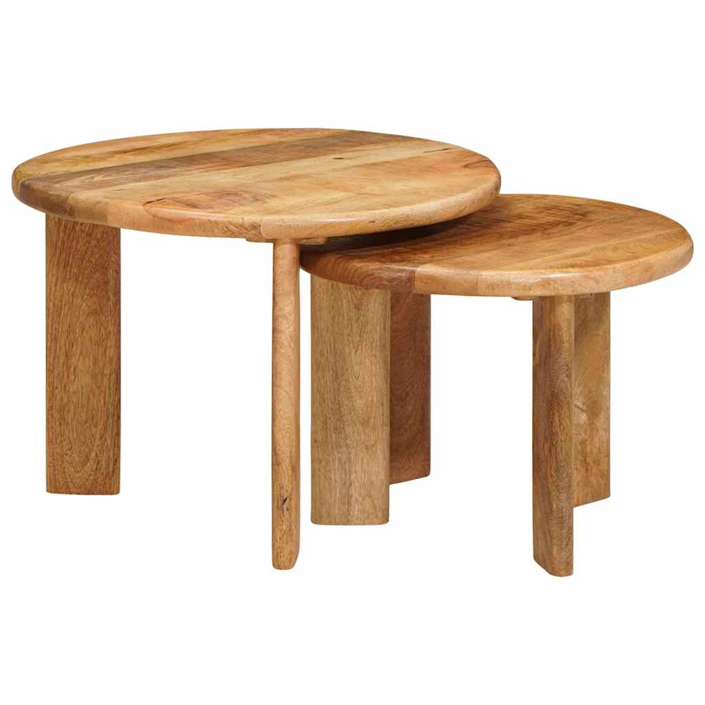 JUNG Vida Nesting-Couchtische 2 pcs Braun Massivholz Mango