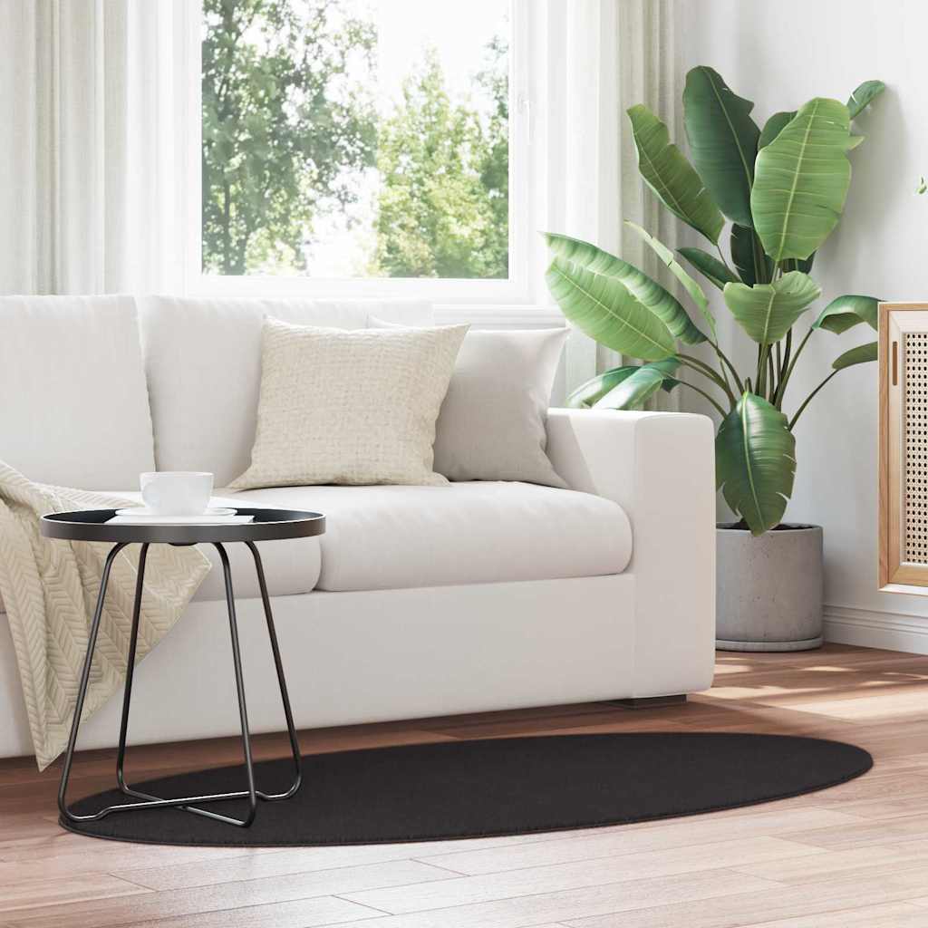 JUNG Vida Bereichsteppiche Oval HUARTE Schwarz 150 x 80 cm 100 %Polyester