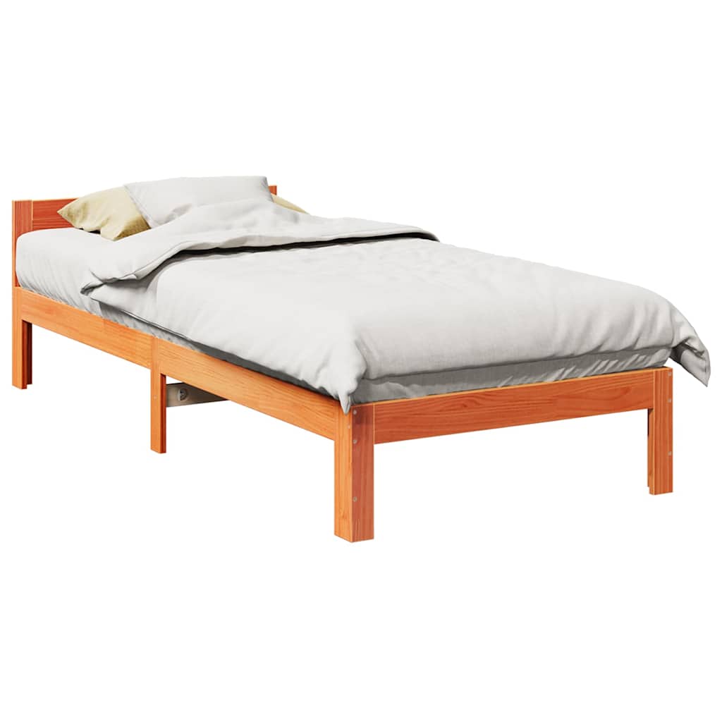 JUNG Vida Massivholzbett ohne Matratze Wachsbraun 80x200 cm Kiefernholz