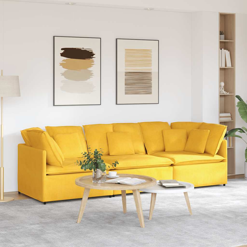 JUNG Vida Modulares Sofa mit Kissen Cordstoff Hellgelb
