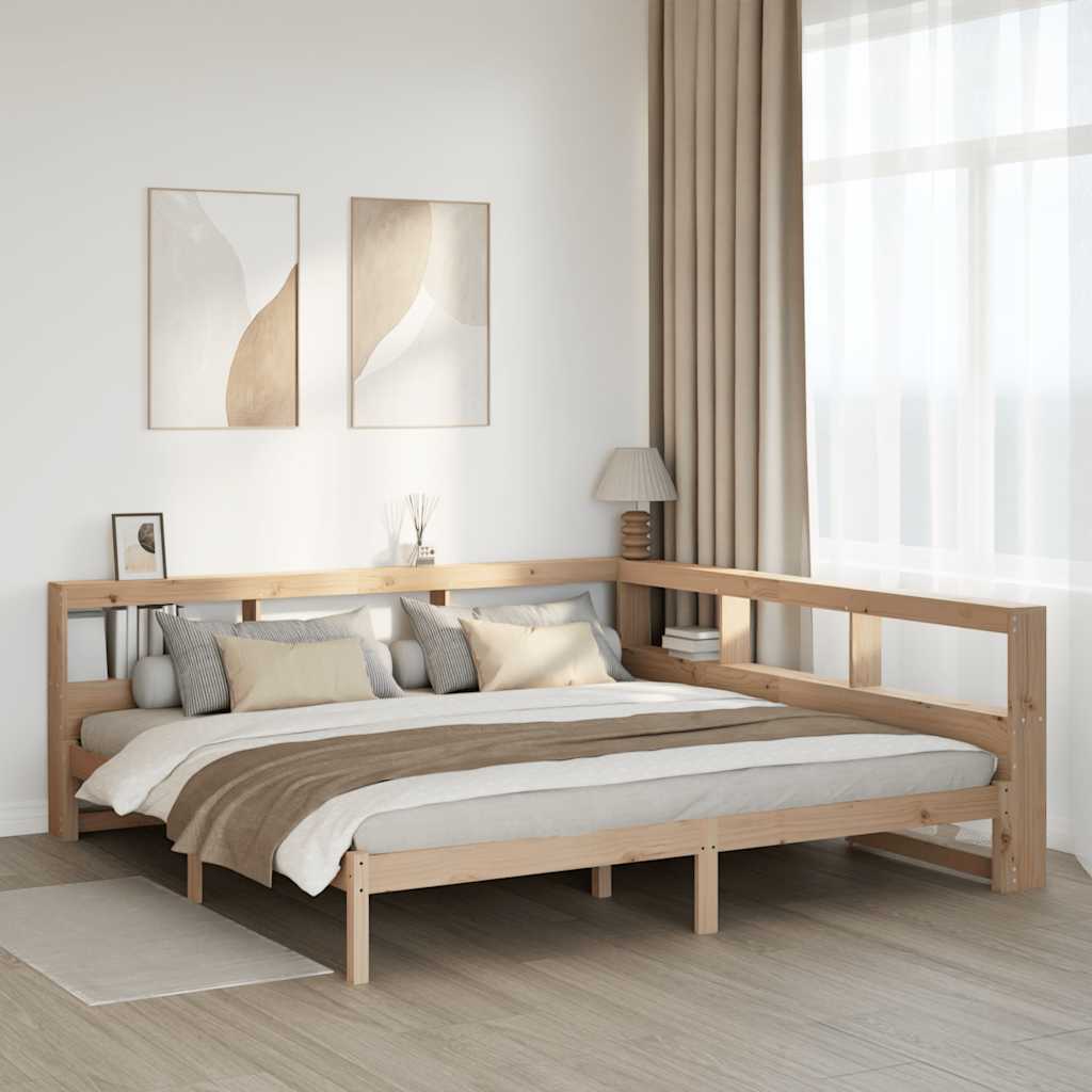 JUNG Vida Massivholzbett mit Regal ohne Matratze 180x200 cm Kiefernholz