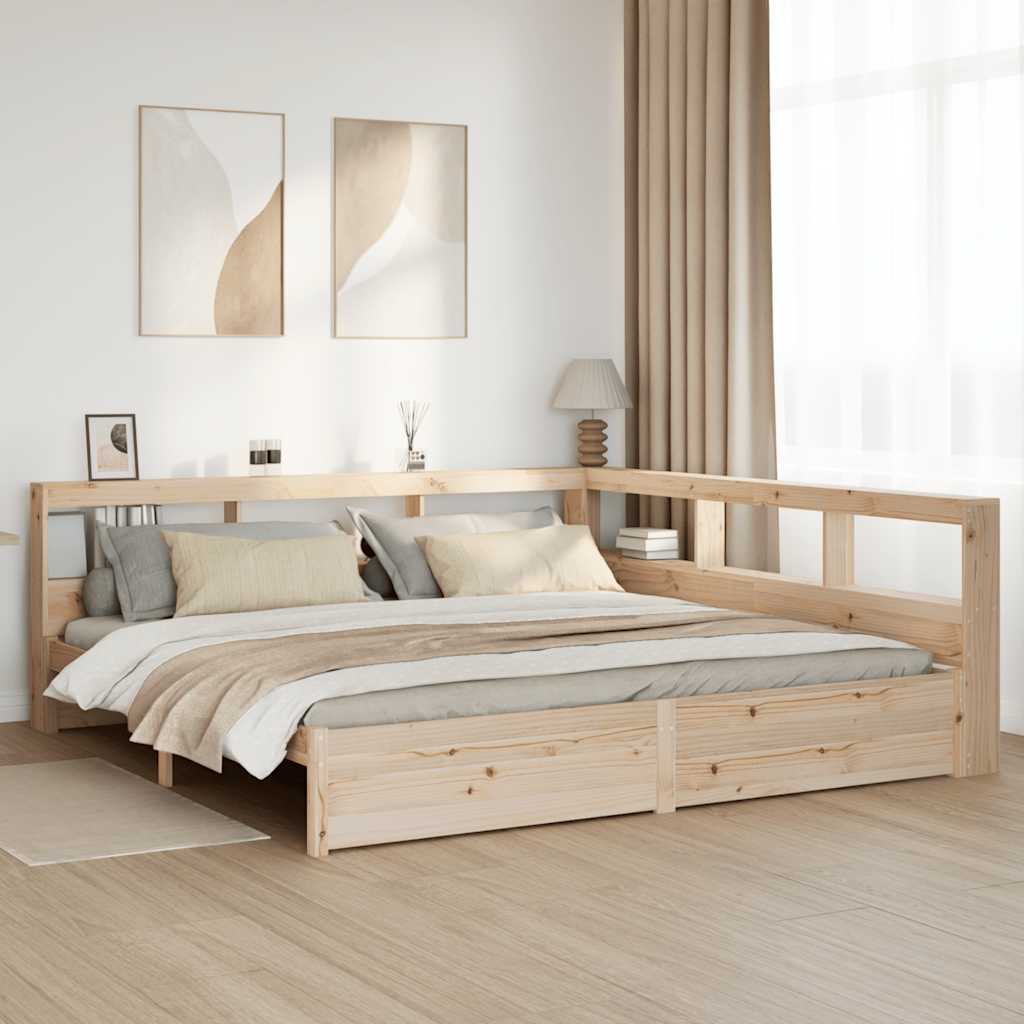 JUNG Vida Massivholzbett mit Regal ohne Matratze 180x200 cm Kiefernholz