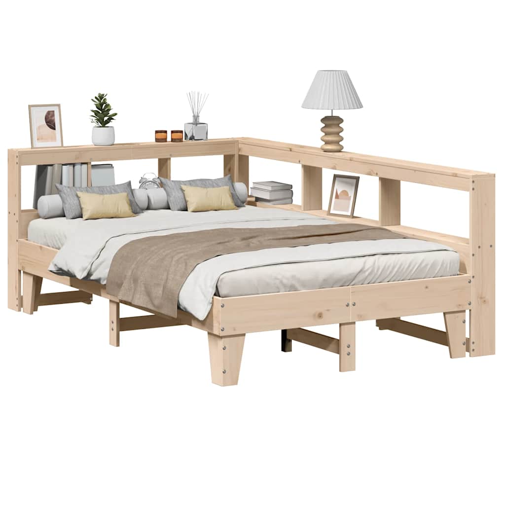 JUNG Vida Massivholzbett mit Regal ohne Matratze 135x190 cm Kiefer