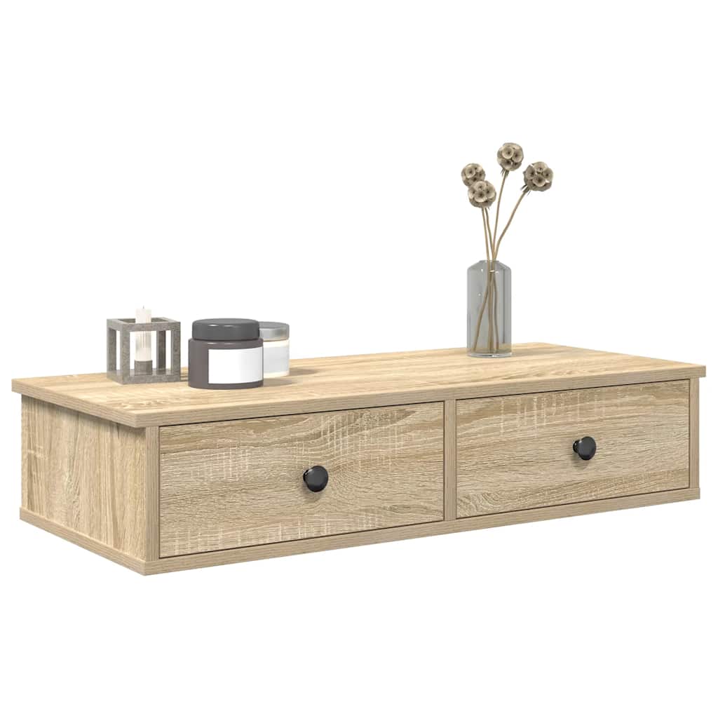 JUNG Vida Wandregal mit Schubladen Sonoma-Eiche 80x34x17 cm Holzwerkstoff