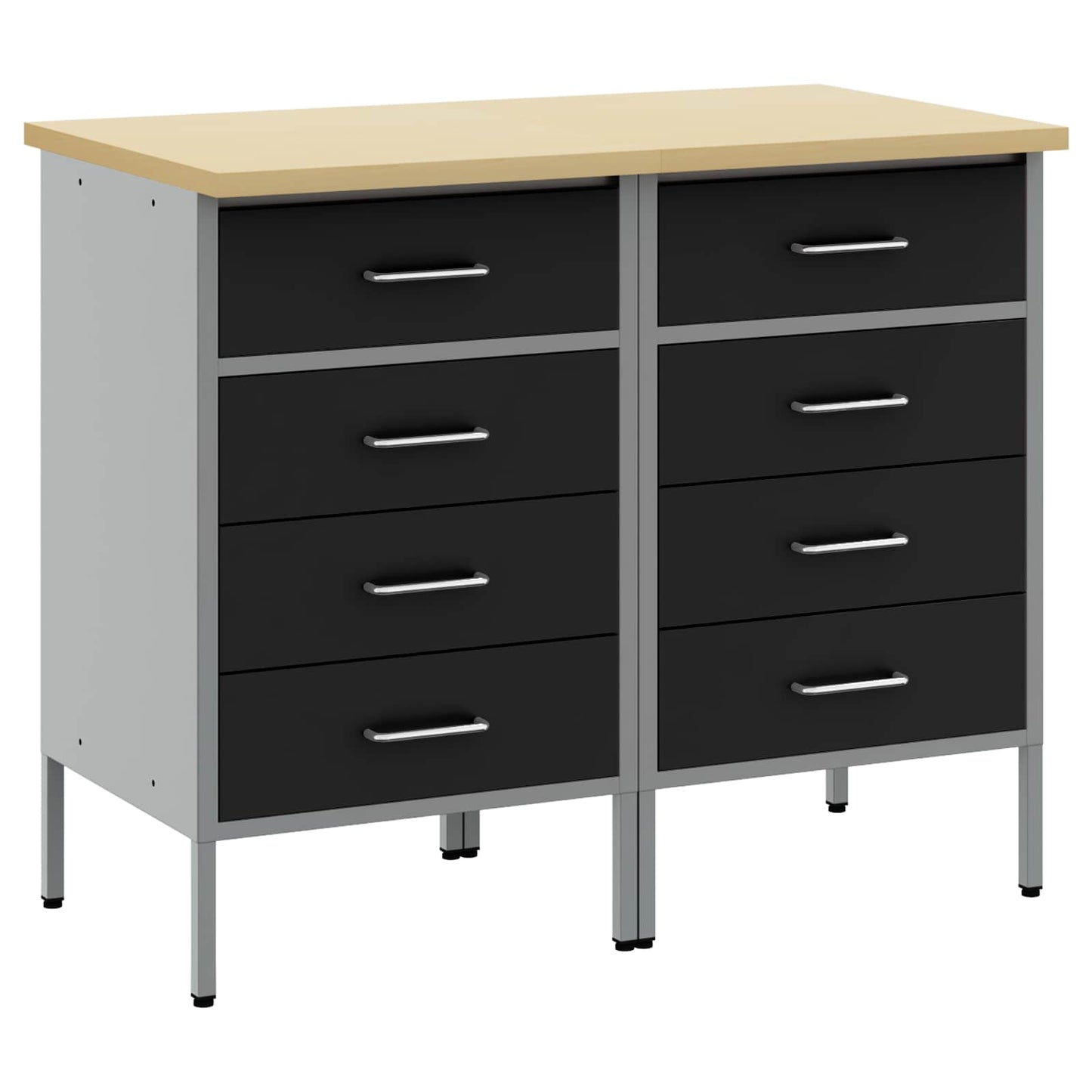 JUNG Vida Werkbank mit Schubladen 2 pcs Schwarz und Grau 75 x 45 x 85 cm
