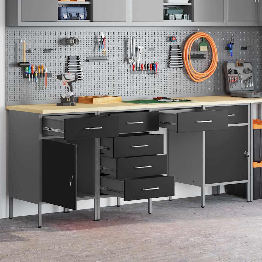 JUNG Vida Werkbank mit Schubladen 4 pcs Schwarz 200 x 55 x 85 cm