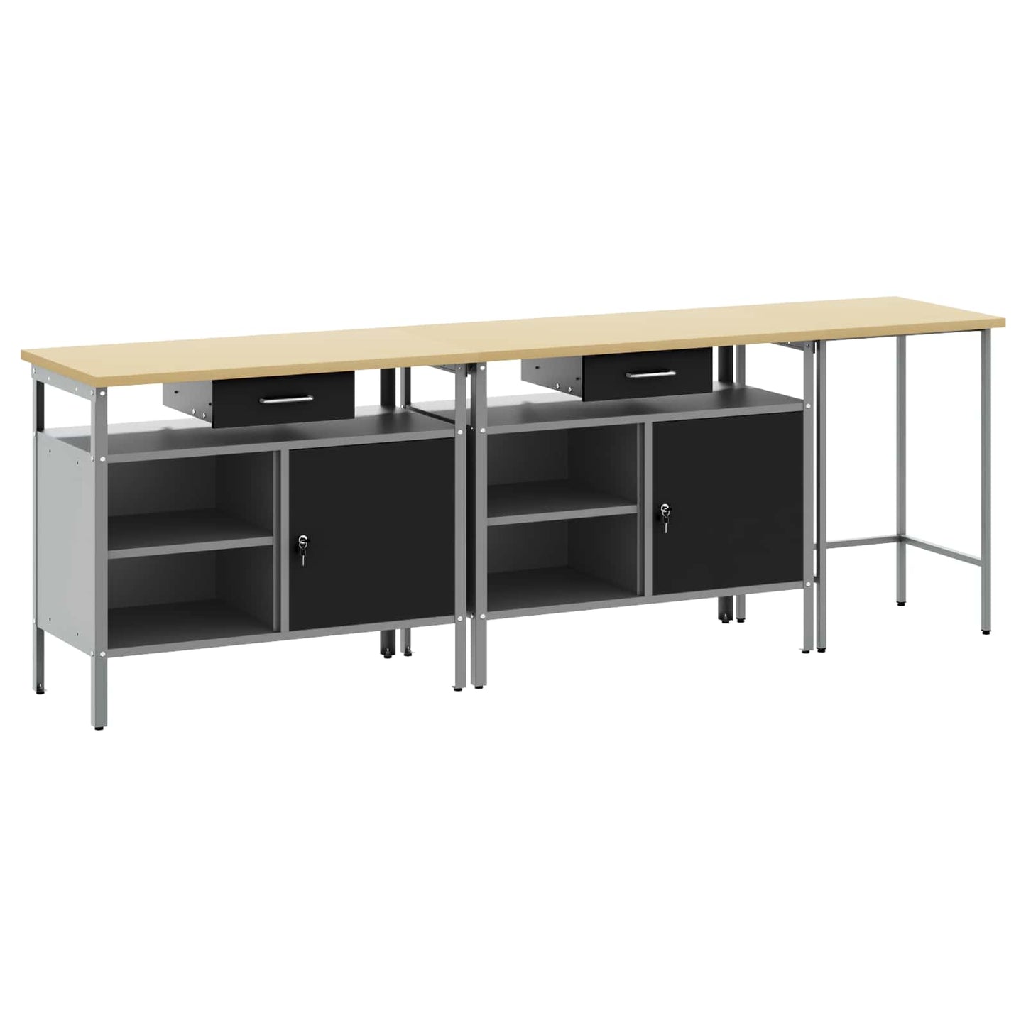 JUNG Vida Werkbank-Set 3 pcs Schwarz und Grau Pulverbeschichteter Stahl