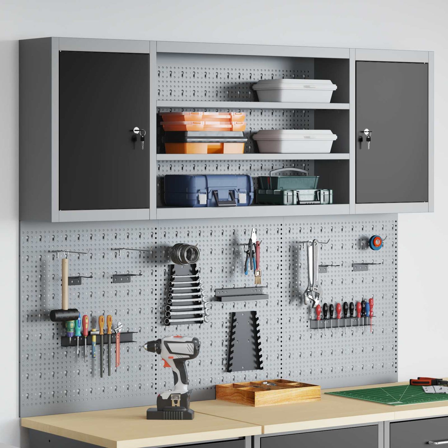 JUNG Vida Werkzeugschrank-Set 4 pcs Schwarz Pulverbeschichteter Stahl